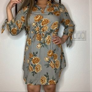Floral and stripes dress
